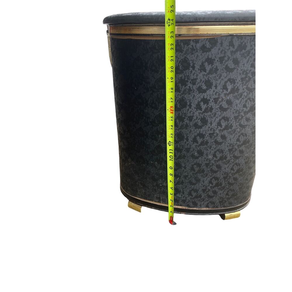 vintage MCM Pearl Wick Black Hollywood Regency Laundry Hamper, Hinged Lid 24" hi - Picture 11 of 11